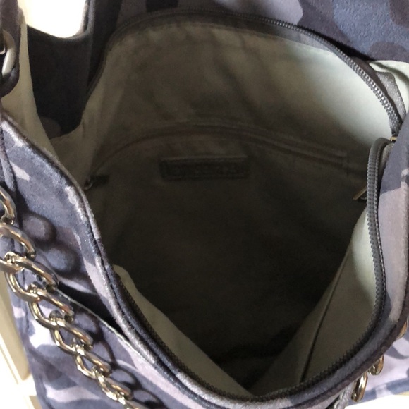 Ahdorned Bags Nwt Ahdorned Greyblue Faux Suede Camo Messenger Bag